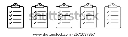 Clipboard icon logo in stroke lines collection
