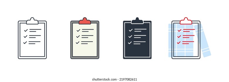 ilustración vectorial del icono del portapapeles. Plantilla de símbolo de documento aprobado firmado para colección de diseño gráfico y web
