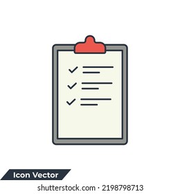 clipboard icon logo vector illustration. Signed approved document symbol template for graphic and web design collection