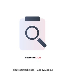 clipboard icon with magnifying glass, Magnifying glass with a checklist on clipboard paper.