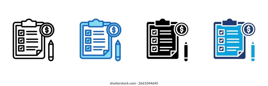 Ícone da área de transferência Ilustração de vetor de vários estilos