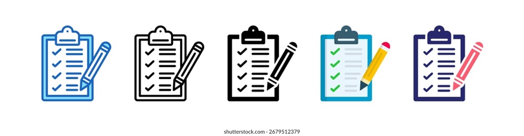 Clipboard Icon Multiple Style Set Collection.