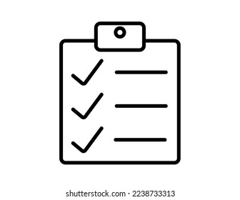 Symbol in der Zwischenablage mit Notiz. Vektorgrafik mit Checkliste für Aufgaben und Pflichten auf weißem Hintergrund