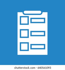 Clipboard icon on blue background