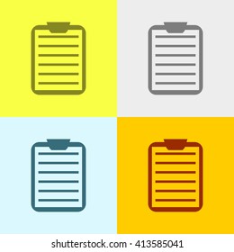 Clipboard Icon on Four Different Backgrounds. Eps-10.