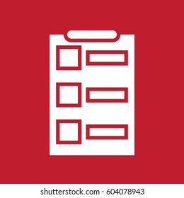 Clipboard icon on red background
