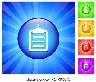 Clipboard Icon on Round Button with Blue Glow