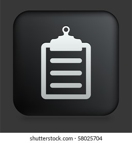 Clipboard Icon on Square Black Internet Button Original Illustration