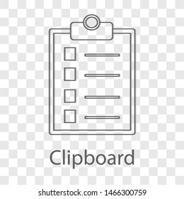 Clipboard icon on transparency background. Vector illustration.