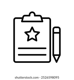 clipboard icon. Outline style design isolated on white background