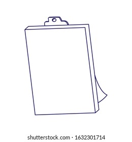 clipboard icon over white background, flat design, vector illustration