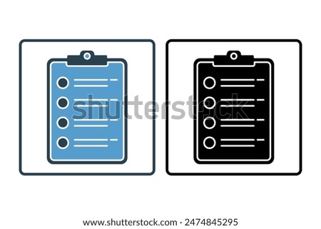 Clipboard icon. icon related to action plan. suitable for web site, app, user interfaces, printable etc. solid icon style. simple vector design editable