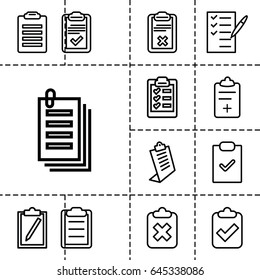 Clipboard icon. set of 13 outline clipboardicons such as clipboard, check list, paper