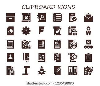  clipboard icon set. 30 filled clipboard icons. Simple modern icons about  - Archive, Plan, Agenda, Reminder, Tasks, Blank, Document, Management, Foursquare, Paper, List, Manager