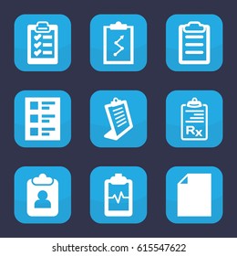 Clipboard icon. set of 9 filled clipboard icons such as checklist