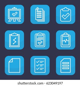 Clipboard icon. set of 9 outline clipboard icons such as board, paper
