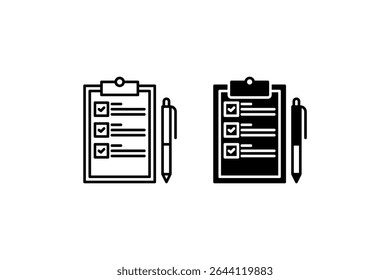 Conjunto De Ícones Da Área De Transferência. Um ícone preto de uma área de transferência, representando a organização.