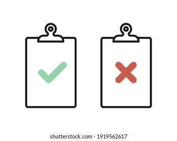 Clipboard icon set. Check mark. Check list. Vector illustration, flat design