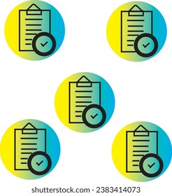 Symbolsatz der Zwischenablage. Checkliste auf der Zwischenablage Symbol mit Auswahlfeldern, Checkliste, Dokument, Getriebe, Bleistift. Symbole in der Zwischenablage. Symbol der Checkliste. Bearbeitbarer Strich. Einzeln. Vektorgrafik