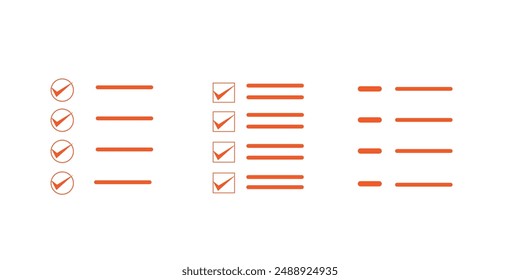 Zwischenablage-Symbolsatz. Checkliste auf der Zwischenablage-Linie-Symbol mit Auswahlfeldern, Checkliste, Dokument, Zahnrad, Bleistift. Gliederungssymbole der Zwischenablage. Prüflistensymbol. Bearbeitbarer Strich. Isoliert. Vektorillustration