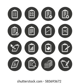 clipboard icon set in circle button