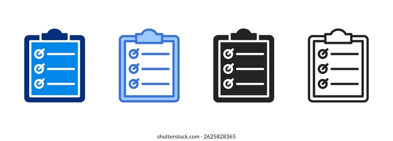 Ícone da área de transferência definir ilustração de vetor de vários estilos