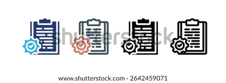 Clipboard icon set multiple style collection. Vector illustration.