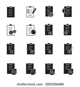 Icono del portapapeles. El portapapeles establece los elementos vectores de símbolo para la web infográfica.