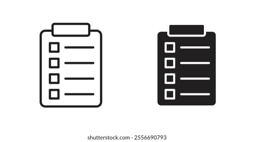 Clipboard icon set in Thin line black color.