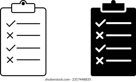 Clipboard icon sheet, simple trendy flat style line and solid Isolated vector illustration on white background. For apps, logo, websites, symbol , UI, UX, graphic and web design. EPS 10.