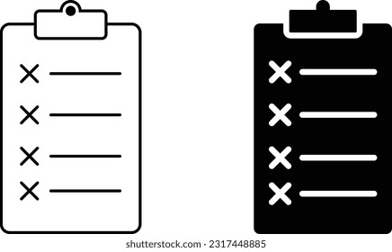 Clipboard icon sheet, simple trendy flat style line and solid Isolated vector illustration on white background. For apps, logo, websites, symbol , UI, UX, graphic and web design. EPS 10.