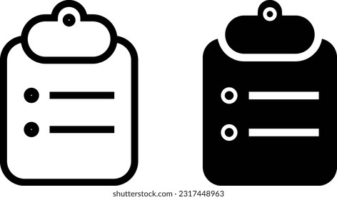 Hoja de iconos del portapapeles, línea de estilo plana simple y sólida ilustración vectorial aislada en fondo blanco. Para aplicaciones, logotipo, sitios web, símbolo , UI, UX, gráfico y diseño web. EPS 10.