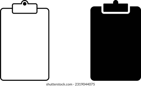 Hoja de iconos del portapapeles, línea de estilo plana simple y sólida ilustración vectorial aislada en fondo blanco. Para aplicaciones, logotipo, sitios web, símbolo , UI, UX, gráfico y diseño web. EPS 10.
