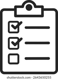 Clipboard icon showing checklists on White