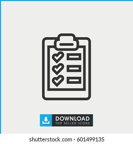 clipboard icon. simple outline clipboard vector icon. on white background.