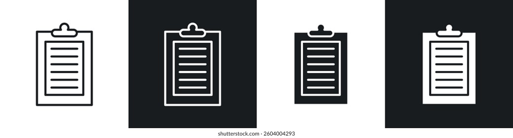 Clipboard icon symbol collection on white background.