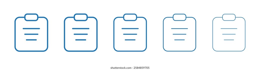 Clipboard icon Symbol collection thin outline set