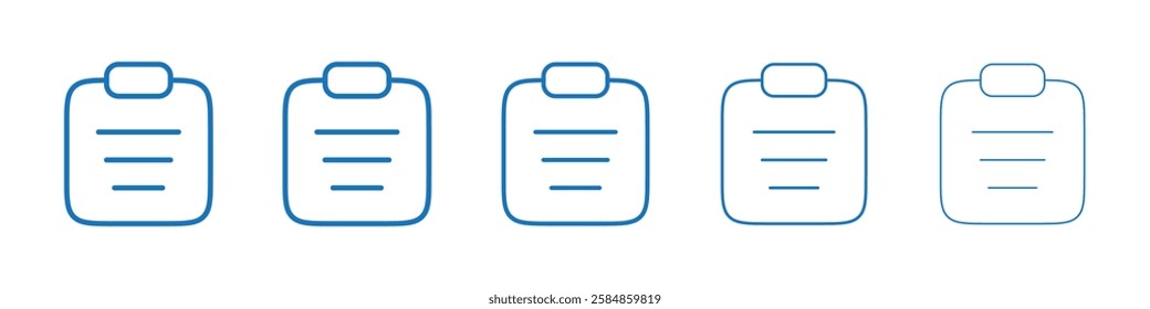 Clipboard icon Symbol collection thin outline set