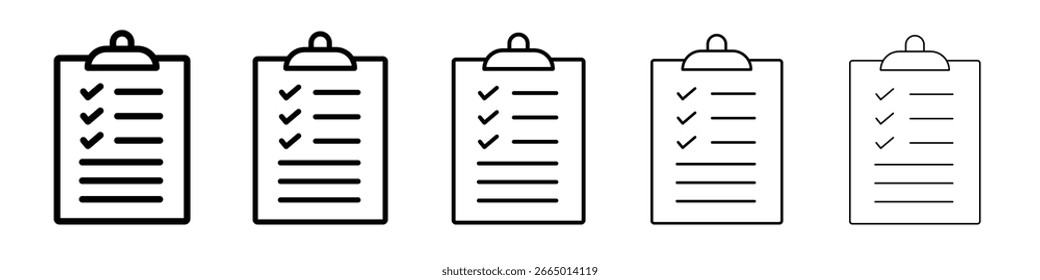 Concepto de símbolo de icono de Portapapeles para Diseño web. icono de Vector de línea simple. ilustración de logotipo.