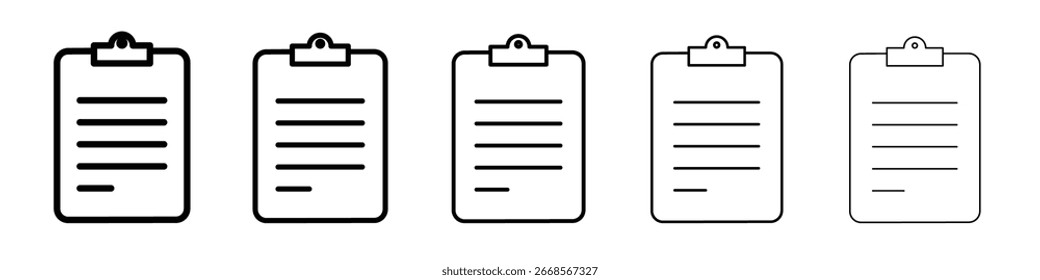 Concepto de símbolo de icono de Portapapeles para Diseño web. icono de Vector de línea simple. ilustración de logotipo.