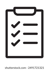 Clipboard icon. Task line icon symbol vector illustration. Document isolated flat icon for application and info-graphic. Point vector icon for websites and mobil. Task management to do checklist.