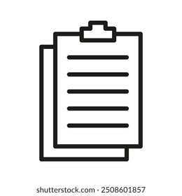 Ícone Área de transferência. Símbolo da lista de tarefas. Forma do titular do documento. Ilustração de linha simples.