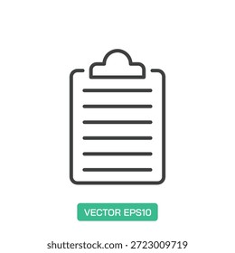 Icono de Portapapeles. Vector de icono de línea delgada