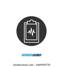 Clipboard Icon in trendy flat style isolated on grey background. Medical Check symbol for your web site design, logo, app, UI. Vector illustration, EPS10.