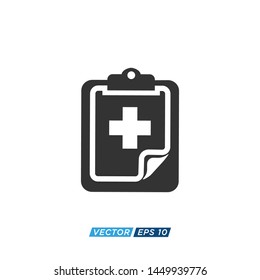 Clipboard Icon in trendy flat style isolated on grey background. Medical Check symbol for your web site design, logo, app, UI. Vector illustration, EPS10.