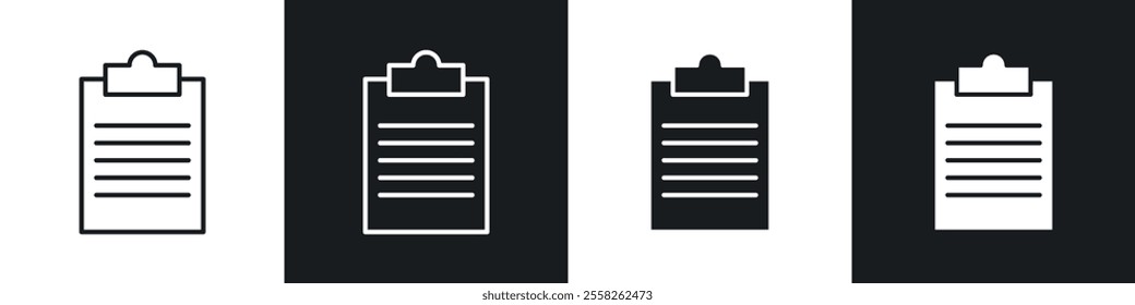 Clipboard icon vector collection in black and white.