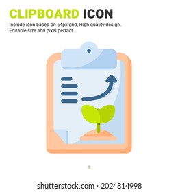 Clipboard icon vector with flat color style isolated on white background. Vector illustration report sign symbol icon concept for digital farming, technology, industry, agriculture and all project