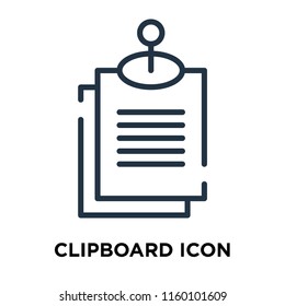 Clipboard icon vector isolated on white background, Clipboard transparent sign , line symbol or linear element design in outline style