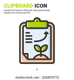 Clipboard icon vector with outline color style isolated on white background. Vector illustration report sign symbol icon concept for digital farming, technology, industry, agriculture and all project