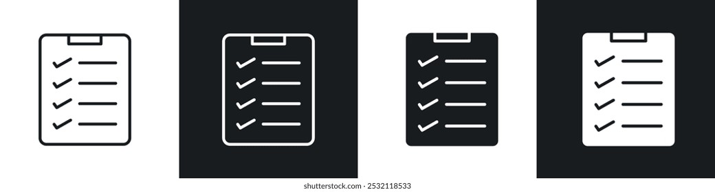 Clipboard icon vector icon set black filled and outlined style.